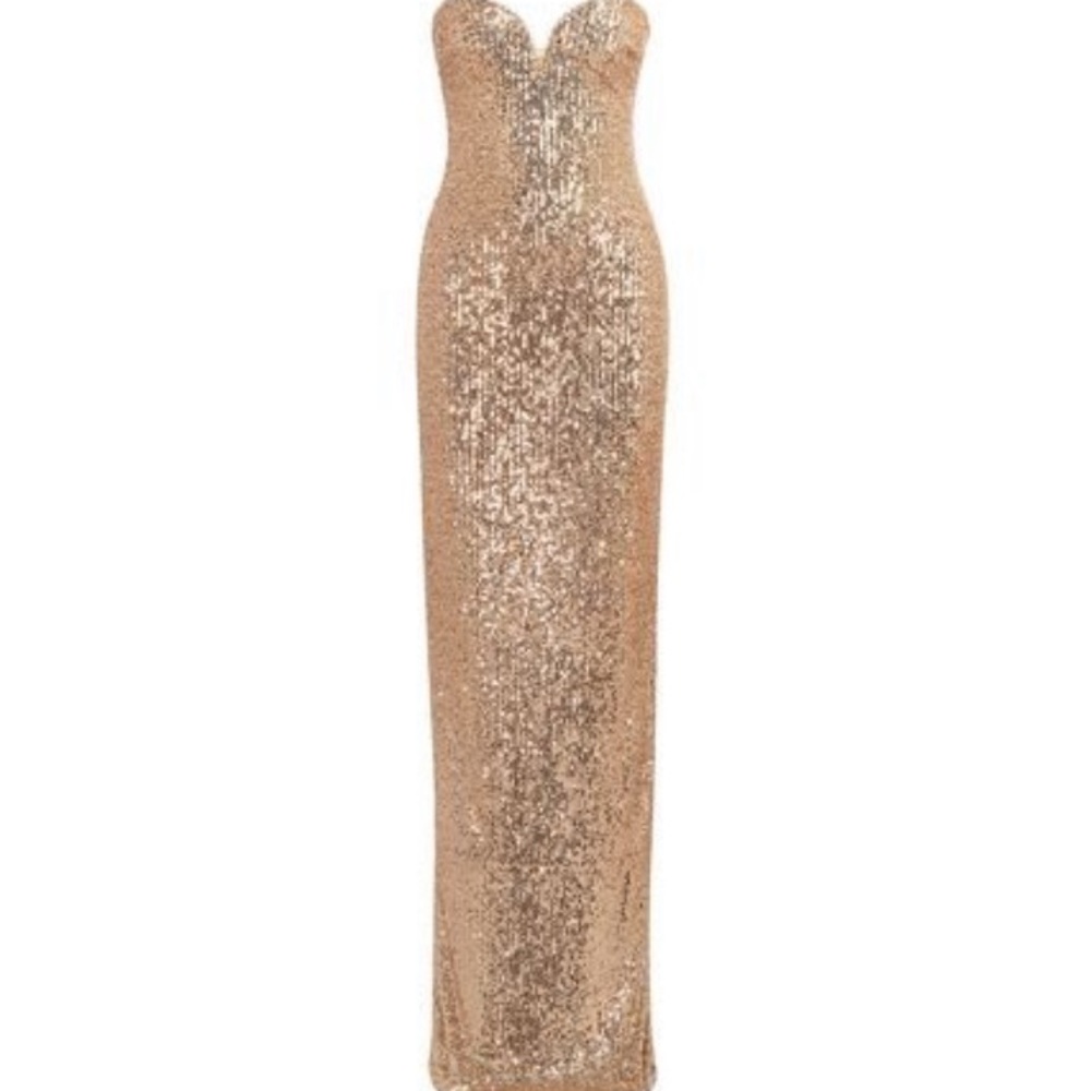 Gold sequence evening gown